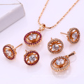 62050 Xuping fashion delicate colourful artificial diamond-bordered pendant hot item gold plated jewelry set